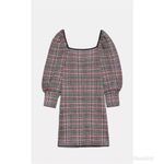 ZARA NWT  Bodycon Houndstooth Plaid Knit Dress Boat Halter Neck Black/Orange Sz L Photo 6