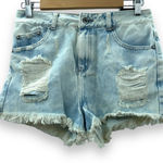 Gef France Light Acid Wash Distressed Skinny Fit Lepi Denim Shorts Size 6 Blue Photo 0