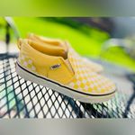 Vans  Classic missy  5.0 Checkered Sneaker Shoes Yellow And White Fabric Photo 4