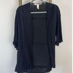 H&M Loves Coachella Collab Flowy Black Kimono Duster Cardigan Pompom Women Small Photo 0