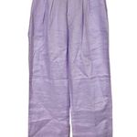 Mami Swimwear RTW Pasiflora 100% Linen Pleated Wide Leg Trousers in Lavender Purple Size M Photo 2