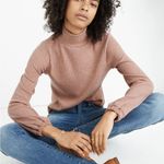 Madewell Heathered Rose Bubble-Sleeve Swing Turtleneck Sz Medium Photo 4