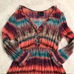 NEW DIRECTIONS Rainbow Tie Dye Babydoll Top Long Sleeve Y2K‎ Fairy 90s Small Orange Photo 2