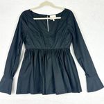 Cinq à Sept Cinq a Sept Arabella Top Size Medium Black Boned Bodice Cotton Peplum Photo 0