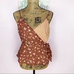 Paper Crane Double Print Faux Wrap Peplum Tank Top Blouse Rust Tan Medium NWT Photo 2