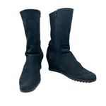 Arche Suede Wedge Tall High Boots Side Zip Leather Stripe Black Size 38 US 7 Photo 2