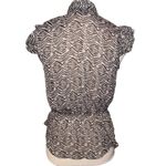 Miley Cyrus  Maxx Sheer Zebra Print Button Down Blouse Ruffled Front Cap … Photo 2