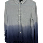 Nanette Lepore Blue Gray Long Sleeve Collared Striped Top Size Small Coastal Cowgirl Boho Photo 0