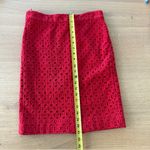 J.Crew The Pencil Skirt Size 4 Red Eyelet 100% Cotton Cotton Lined Embroidered Photo 9