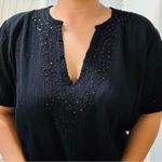 Pineapple Cove Black Tunic Summer Beach Relaxed Dress with Embroidered Sequin XL Photo 1