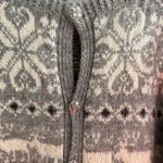 Vintage Fairisle Gray Navy Wool Cardigan Sweater Womens Deer Nordic Cabincore Size L Photo 2