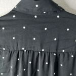 Old Navy  S Workwear Long Sleeved Button Down White Star Dots on Black Shirt Top Photo 3