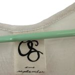 One September Size Small Shirt White Geometric Flowy‎ Pleated Short Sleeve Photo 2