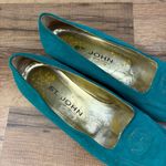 St. John  Teal Suede Ballet Flats Shoes Vintage Photo 2