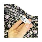 Hollister  Women’s Juniors Black Floral Cinch Front Tie Ruched Crop Top Sz M Photo 2