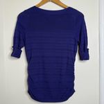 Apt. 9  Lightweight Knit Blue Sweater Women’s Size Small Ruched Sides Nautical Photo 4