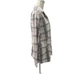 Laura Ashley NWT Grey Pink White Plaid Flannel Collared Long Sleeve Pajama Top S Photo 3