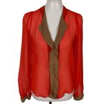 Sam And Lavi Red Sheer Blouse XS‎ Long Sleeve Boho Romantic Holiday Party Photo 0