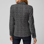 White House | Black Market WHBM Studio Trophy Plaid Black Grey Tweed Knit Double Breasted Blazer 4 Photo 2