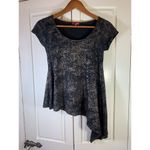 Bongo  Top Shirt Womens Medium Cotton Asymmetrical Black Gold‎ Snakeskin Photo 1