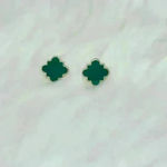 Chloe Clover Stud Earrings 18k Gold Plated Earrings in Green Photo 4