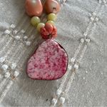beautiful pink coral necklace jaspe heart of stone necklace Photo 4