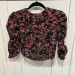 Free People  Monica Crop Top Black Pink Floral Open Back Fairy Romantic Country Photo 2