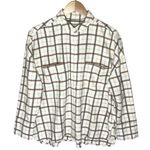 Everlane NWT  Women’s Neutral Plaid Boxy Button front Flannel Shirt Photo 1