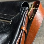 Fossil  Black  Leather Shoulder Bag with Brown Detail Photo 5