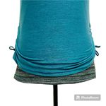 Athleta Teal Grey Black Stripe Metallic Ruched Racerback Shelf Bra Tank Small Photo 2