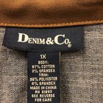 Denim & Co. 1x Lightweight denim‎ drawstring top shacket lilac stones plus size Blue Photo 6