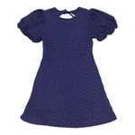 Free People New Apricot Rose Puff Sleeve Eyelet Dress in Navy Size Medium Photo 2