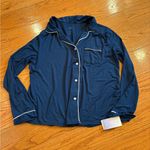 Stars Above NWT  Navy Button Up Long Sleeve PJ Top Photo 3
