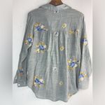 Fig and Flower S Embroidered Button Front Flax Look Blouse Top Gray Photo 1