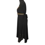 Vintage Y2K Lipstick Black Chiffon Handkerchief Hem Dress Gold Embroidery Size S Photo 2