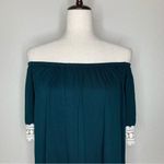 Rainbow & Cupcakes Green Crochet Trim Off Shoulder Top Green Photo 2