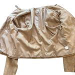 Ecru  Suede Tan Collarless Moto Zip Up Jacket Zippered Pockets & Sleeves Size XL Photo 7