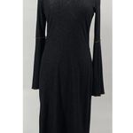 Vintage Y2k Bell Sleeve Stretch Cotton Denim Dress Collared V Neck Dark Wash M Blue Size M Photo 2