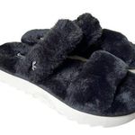 Koolaburra by Ugg  FUZZ ON FAUX-FUR SLIDE ON BLACK SANDALS Photo 0
