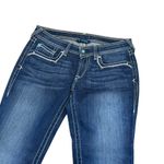  Women’s Darkwash ARIAT Jeans 29 X 33 TURQUOISE Embellished Long EUC Photo 4
