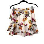 ZARA Floral Ruffled Tie Detail Mini Skirt XS Photo 3