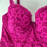 Victoria's Secret Victoria’s Secret Fuchsia Pink Lace Corset Bustier Sz 34DD Lined Demi Photo 6