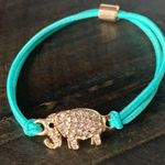 Gold Tone Crystal Elephant Ponytail Hair Tie Blue Photo 0