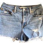 Levi's Levi’s High Rise Shorts Sz. 28 Stretch Distressed Med Blue Red Tab Cut Offs Photo 0