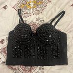 Rhinestone Black Beaded corset Bustier Top Size L Photo 0