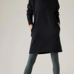 Athleta  Cozy Karma Black Asymmetrical Zip Sweatshirt Plush Yoga Sporty Dress XS Photo 0