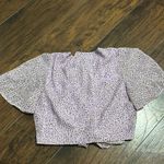J.O.A. Women's Short Sleeve Tie Front Crop Top lavender dot print Photo 2