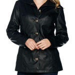Dennis Basso Dennis by Dennis Brasso Black Faux Leather Women's Jacket Large‎ Diamond Photo 0