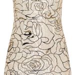 Pretty Little Thing NWT  Gold Glitter Nude Square Neck Bodycon Mini Dress size 2 Photo 4