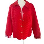 Briggs New York women's size 16 red snap front long sleeve collared quilt jacket Photo 1